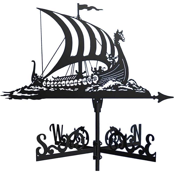 Banderuola In Metallo Con Contadino E Cavallo – Indicatore Di Direzione Del Vento Da Giardino – 35x35x55cm Nero - 4