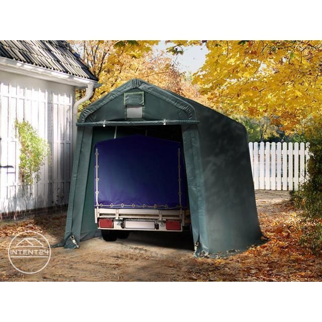 Tente garage TOOLPORT 2,4x3,6 m - Abri PVC 500 g/m² - H. 1,95 m - Vert  foncé - Cdiscount Jardin