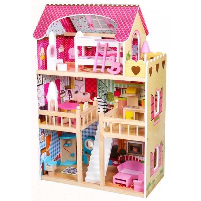 Dodo Toys Grande Maison En Bois Pour Poupees Led 60 X 30 X 90 Cm