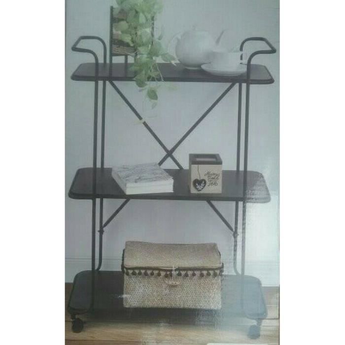 Details Sur Trolley Etagere Plante Salon Servante Roulette Meuble Bois Fer Forge Roue 396 Cdiscount Maison