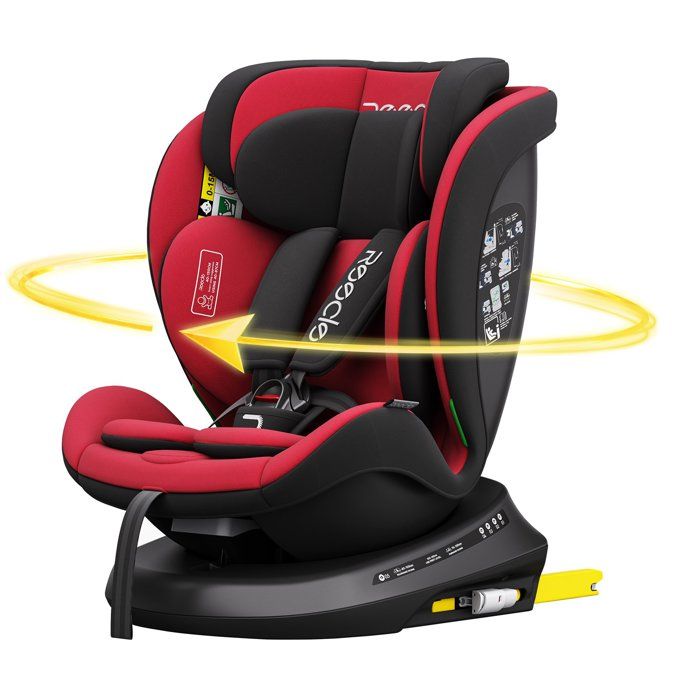 Reecle i-Size Siège Auto 360° Pivotant ISOFIX 40-150 cm de la naissance à 12 ans (0-36 kg) ECE R129 Rouge