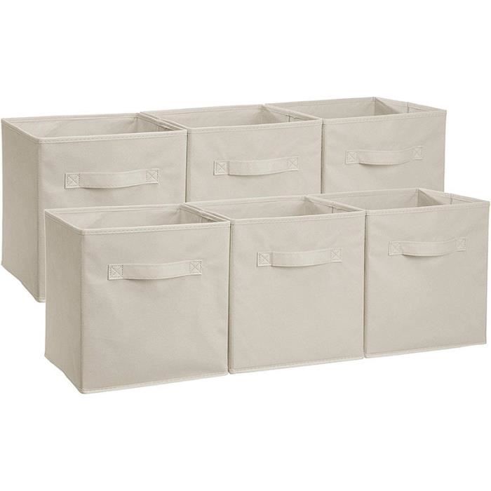 cube de rangement tissu, panier de rangement, caisse de rangement, casier rangement, rangement vetement,28x28x28cm,beige