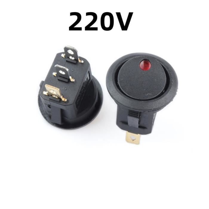 Interrupteur à Bascule 4 Poles Avec Voyant Rouge - 250V/6.5A - Marche/Arrêt - Montage Encastrable