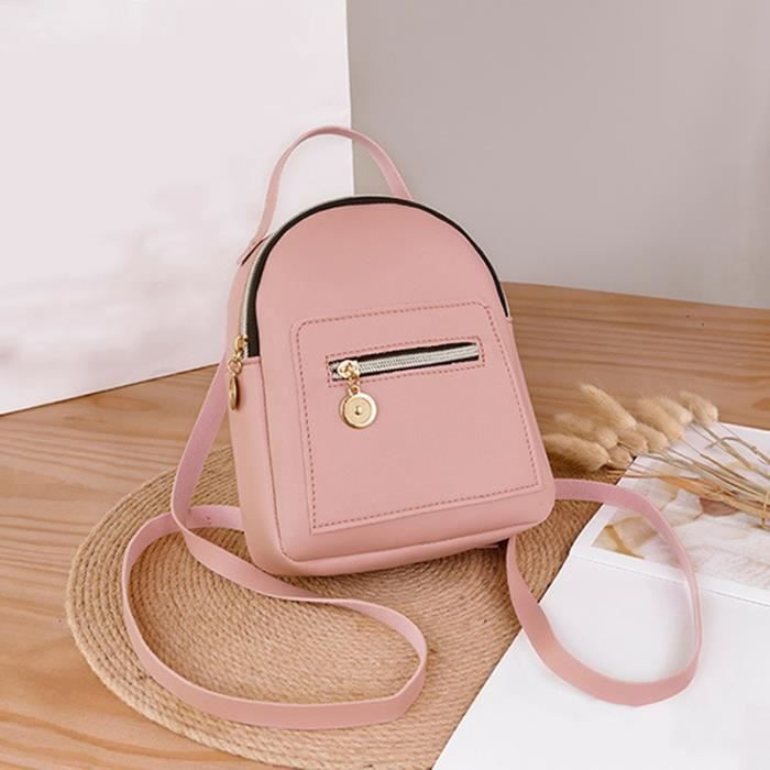 Sac à Dos Faith En Simili Cuir Rose - Bandoulière, Cordon, 38 Cm - Bon état