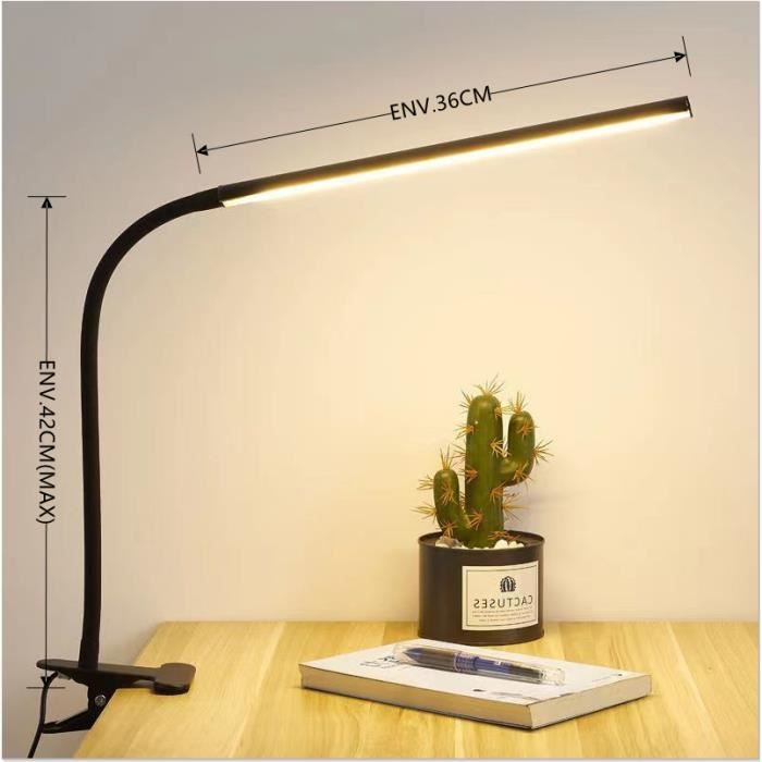 Lampe de bureau à LED avec lampe de bureau mini-lampe de nuit avec pince  pour étude, noir, blanc - Veilleuses - Achat & prix