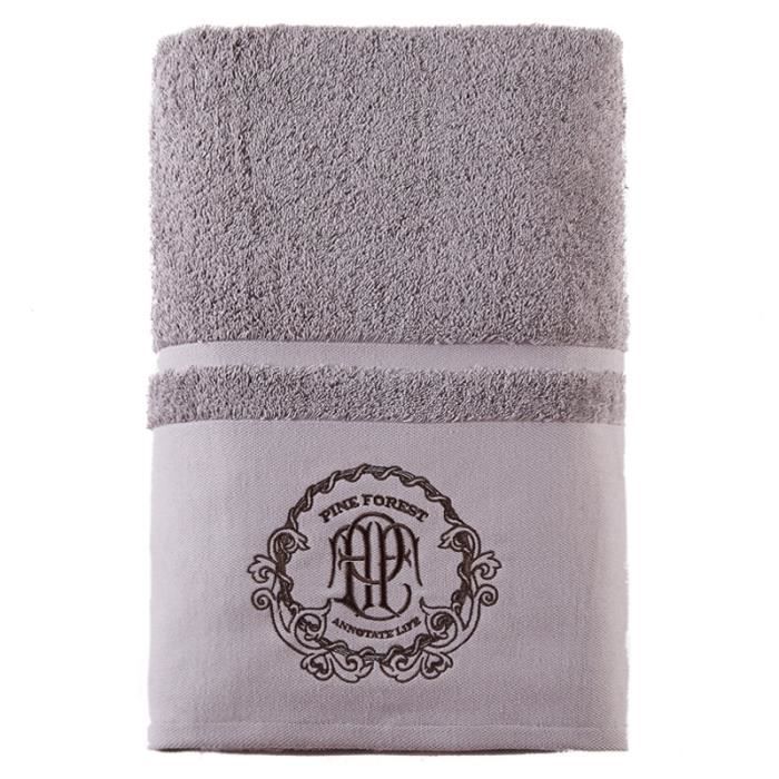 3 pces Set de luxe en coton à rayures velours Feel gris argent main de bain drap de serviettes