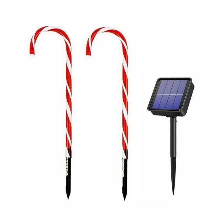 Lampadaire extérieur - Lampe LED solaire en forme de canne à sucre - luminaire décoratif de noël - 2PCS[E58374]