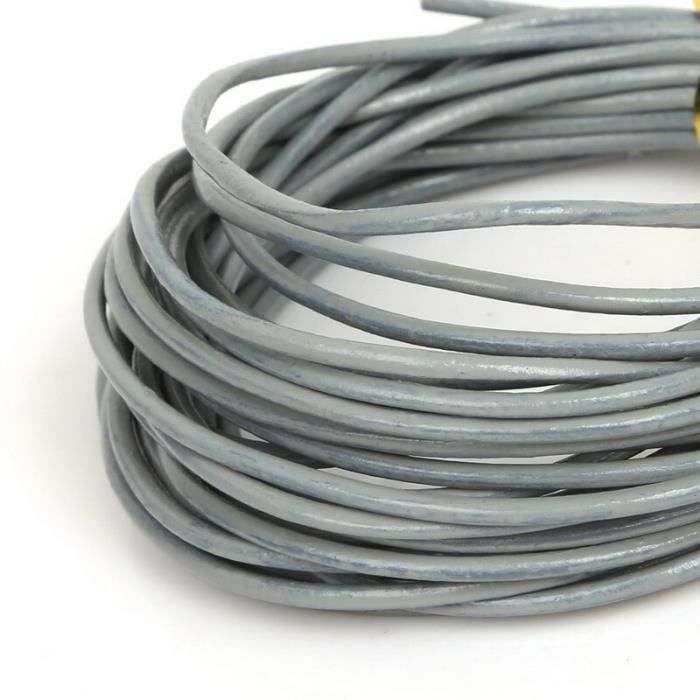 Cordon En Cuir Véritable Rond 1mm Beige - 5 Mètres, Fil Pour Bijoux Ou Création, Marque Homemade