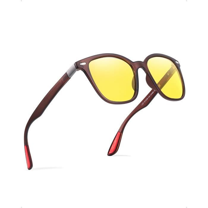 Oumefar Lunettes De Conduite Polarisées Nocturne – Verres Jaunes HD, Anti-Éblouissement, Monture Métal Réglable, Pour Hommes Et Femmes – Vélo, Randonnée, Pêche, Ski