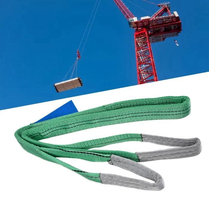 Sangle De Levage Plate Polyester 2 Tonnes 2m Verte - Élingue Levage Marchandise Véhicule