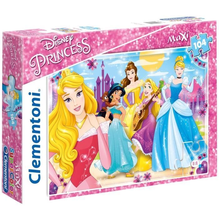 Puzzle Disney Princess - CLEMENTONI - Maxi Supercolor - 104 pièces - Pour enfant