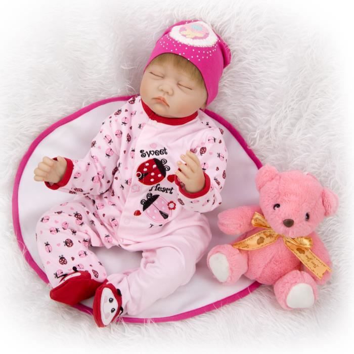 Poupée Reborn MG Melissa Georges - Bébé Réaliste Silicone 62 Cm - Fille Yeux Bleus