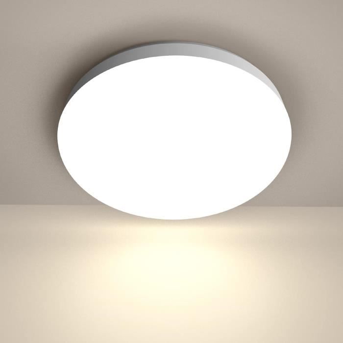 Plafonnier LED Rond 18W IP44 - 3 Couleurs (3000K/4000K/6500K) - Ultra-fin 22cm - Pour Salle De Bain, Cuisine, Salon