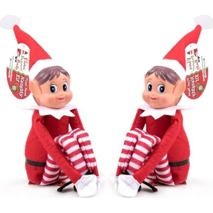 Lot de 2 Lutins Farceurs Fille - Elf de Noel - Lutin Farceur de