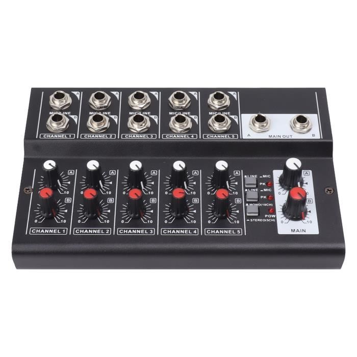 Mixeur Audio Stéréo 6 Canaux - Compact, Métal, Entrée Ligne, Pour Home Studio Et Petite Scène - 4
