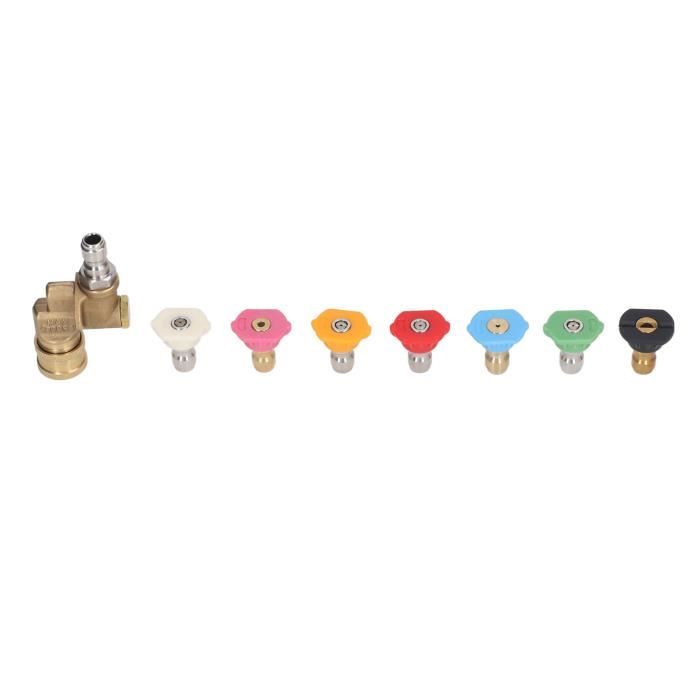 Lot De 7 Buses Pour Nettoyeur Haute Pression - Connexion Rapide 1/4" - Acier Inoxydable - Différents Angles