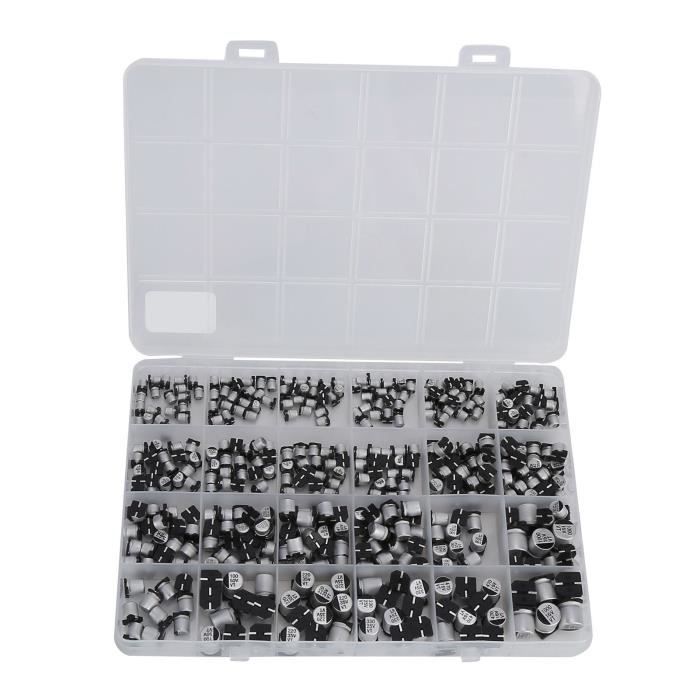 Vegena Elkos - Lot 500 Condensateurs électrolytiques 24 Valeurs | 0.1μF-1000μF 10V-50V | Avec Boîte Rangement