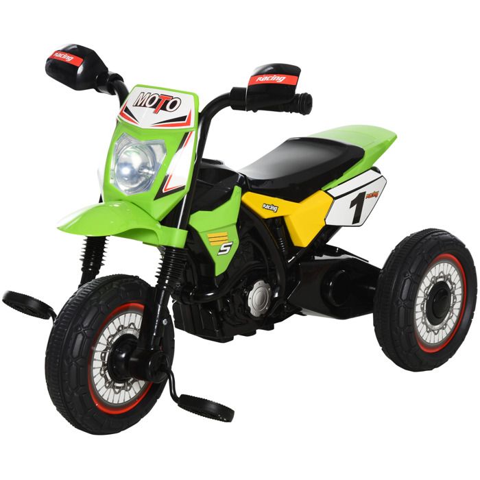 Tricycle enfants moto cross - HOMCOM - effets musicaux et LED coffre de rangement jouet pour garçons filles - PP - vert