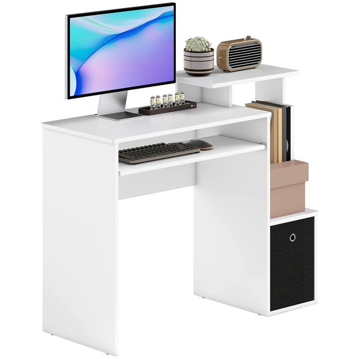 HOMCOM - bureau informatique - Panneaux de partiucules classe E1 - 100x40x86.6cm - Blanc