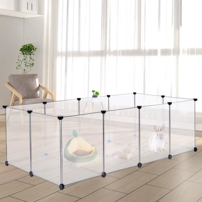 Meilleurs prix pour Enclos pour petits animaux - HOMEWELL - transparent - 143*71*47cm - métal et plastique ABS