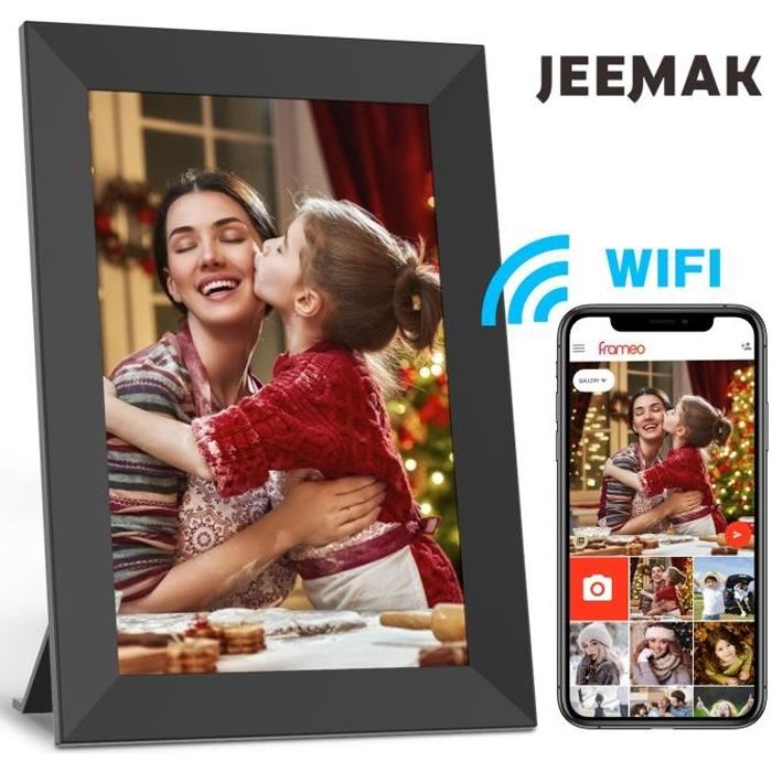 Cadre Photo Numérique 7"IPS Écran Tactile WiFi 16Go JEEMAK - Calendrier, réveil, photos, vidéos