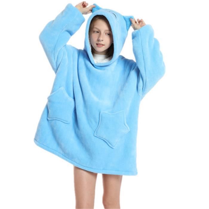Kids4ever Couverture à capuche unisexe pour garçons et filles en Sherpa doux surdimensionné avec grande poche de 4 à 13 ans 