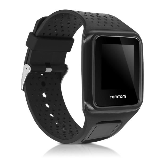 Bracelet de rechange en silicone pour montre TomTom Runner 1 Golfer 1 Noir Bracelet de fitness avec fermoir Multisport Bracelet de rechange en silicone pour montre TomTom Runner 1 Golfer 1 Noir Bracelet de fitness avec fermoir Multisport