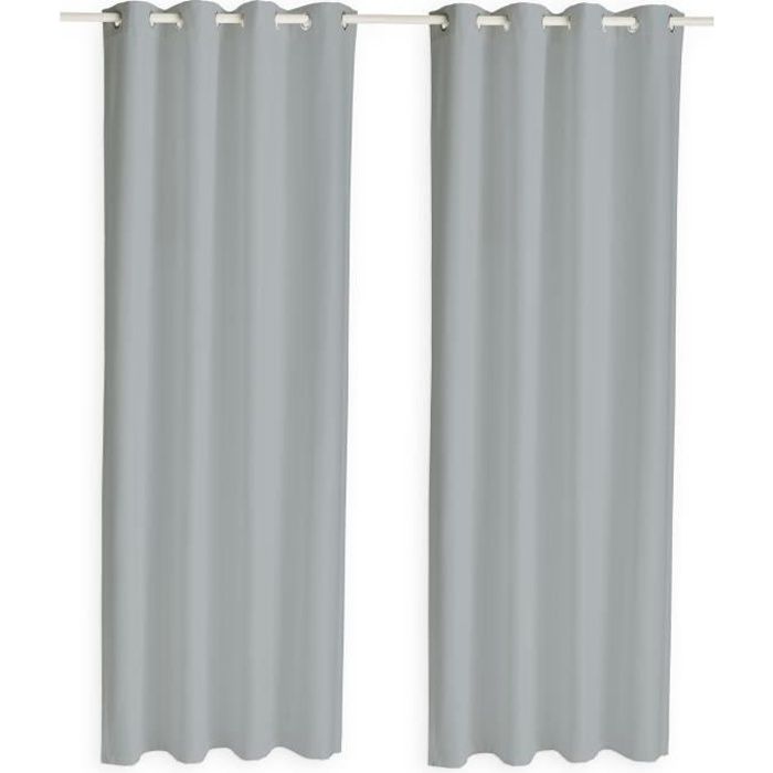 TODAY Paire de rideaux isolants thermiques - 140 x 240 cm - Zinc TODAY