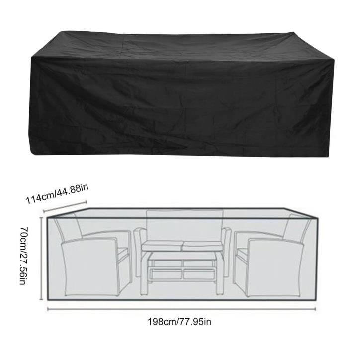 Housse De Table De Jardin Imperméable 180x120x74cm - Tissu Oxford 420D UV - Avec Sangles Antivent