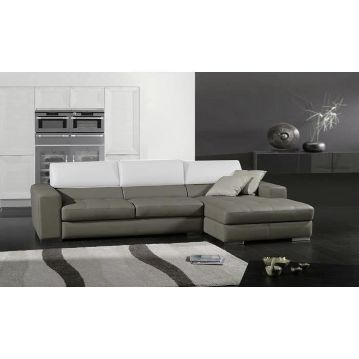 Canapé Dangle En Cuir Italien 5 Places Anvers Gris Foncé