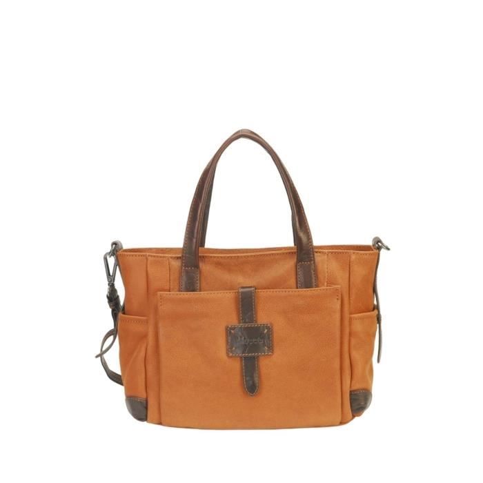 Sac a main Mocca en cuir Ref 57873 B Cognac 32 23 13 TU Marron