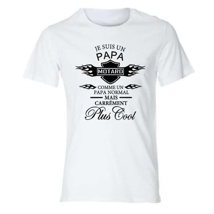 Tee Shirt Personnalise Papa Motard T Shirt Idee Cadeau Anniversaire Fete Des Peres Noel Tee Shirt Blanc Motif Noir Achat Vente T Shirt Cdiscount