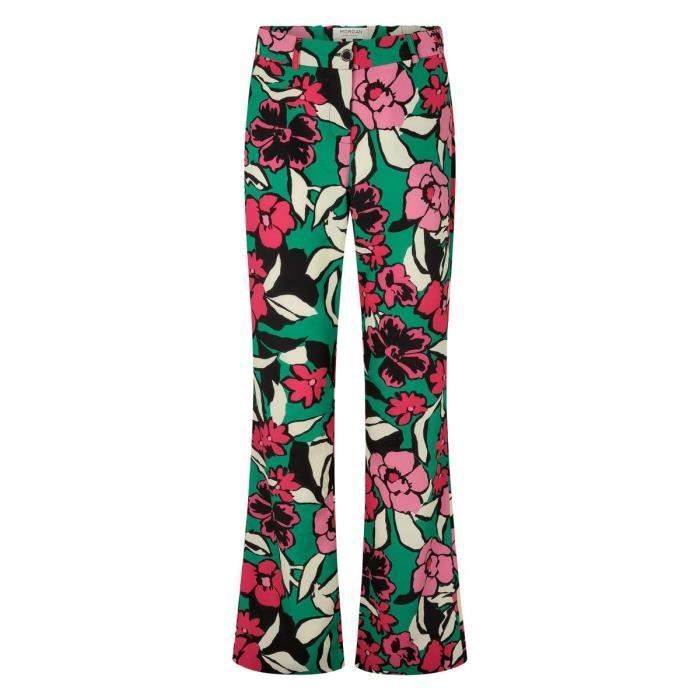 Pantalon large MORGAN Imprime floral rose Fermeture zippee Taille standard Framboise Cdiscount Pret a Porter
