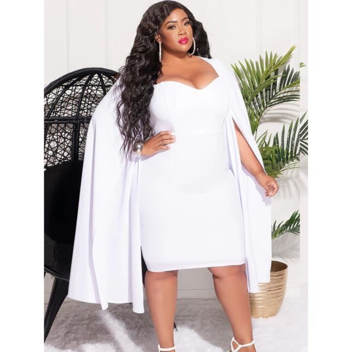 Robe de soiree grande taille pour femme manches longues Everak sexy GT longueur aux genoux fete d anniversaire 1.5mmx11564m Blanc Cdiscount Pret a Porter