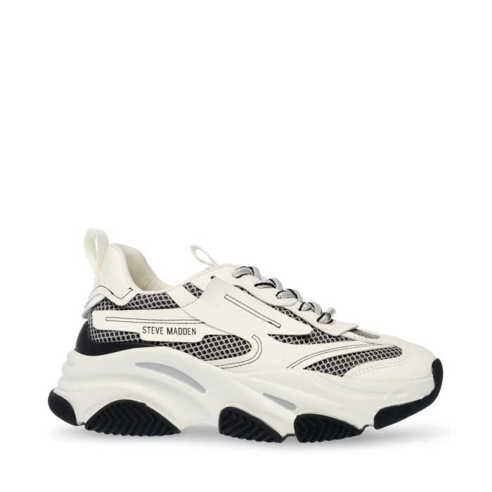 Baskets femme Steve Madden Possession E Noir Or Tissu synthetique Lacets Black bone Cdiscount Chaussures
