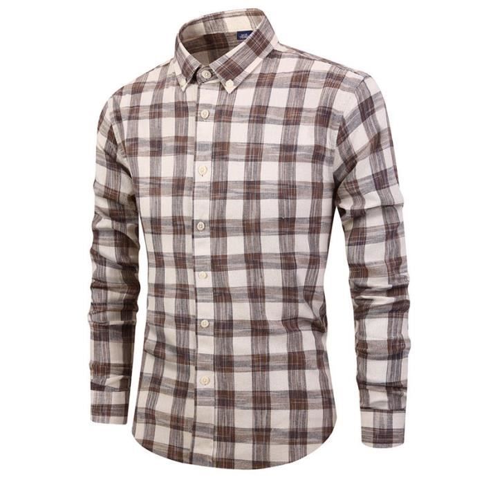 Chemise homme LEOCLOTHO Luxe Slim Manches longues Marron Marron Cdiscount Pret a Porter