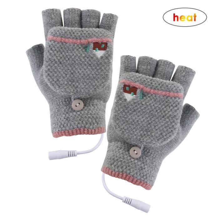 Ponacat Gants chauffants USB lavables avec embout complet et demi-doigts jeux hiver et ext/érieur bureau travail Chauffe-mains respirant double face pour /équitation ski