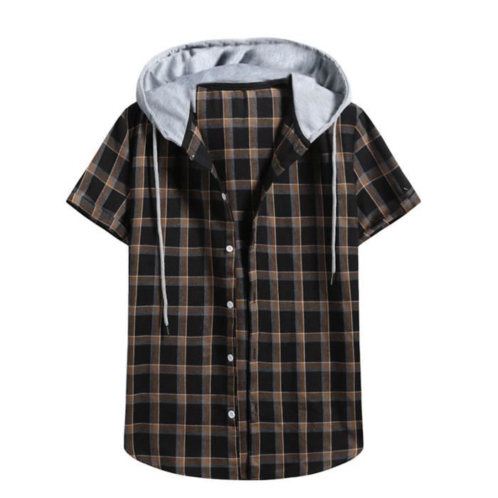Chemise manches courtes à carreaux homme Man's World - Carreaux Rouge