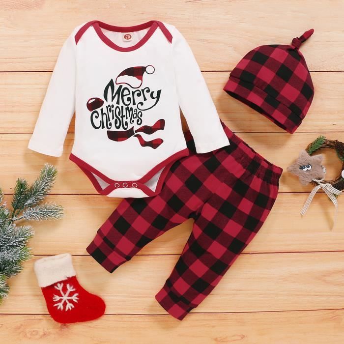 ENSEMBLE DE VETEMENTS Tenue Père Noël Bébé Garçon Fille Unisexe 4 PCS
