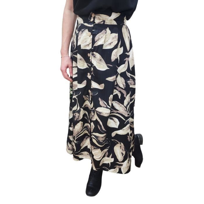 Jupe mi-longue boutonn?�e noire et beige Armelle Noir - Cdiscount Pr??t-?�-Porter