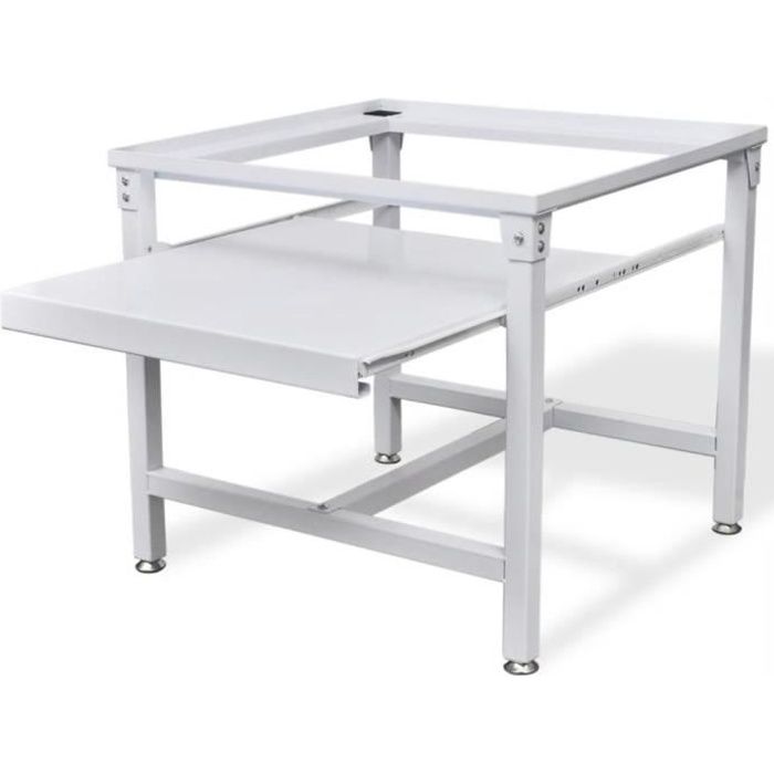 Socle Pour Machine A Laver Avec Etagere Coulissante Blanc Pour