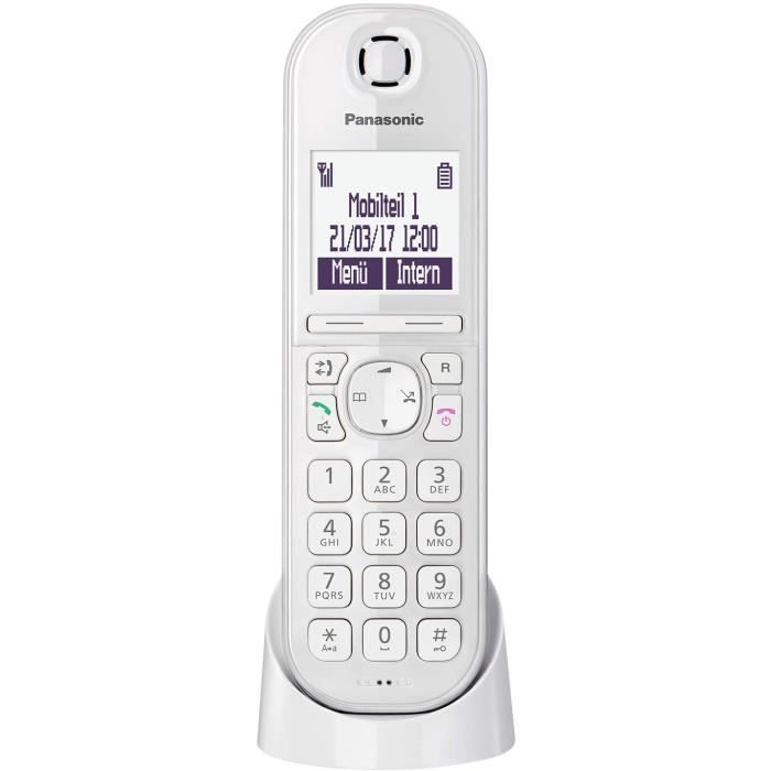 Téléphone IP fixe sans fil Panasonic KX-TGQ200GW - Blanc - Répondeur, babyphone, mode mains libres