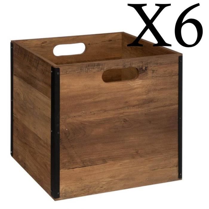 Lot De 12 Boîtes De Rangement En Tissu L. 31 X L.31 X H. 15 Cm - Noir