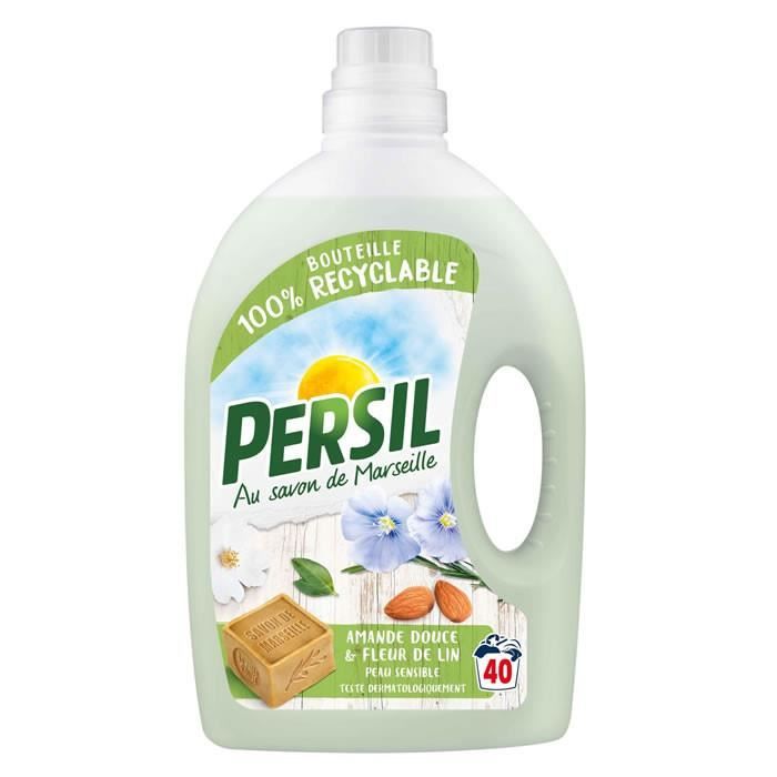 PERSIL Lessive Peau Sensible au Savon de Marseille, amande douce et fleur de lin 40 Lavages 2 L PERSIL Lessive Peau Sensible au Savon de Marseille, amande douce et fleur de lin 40 Lavages 2 L