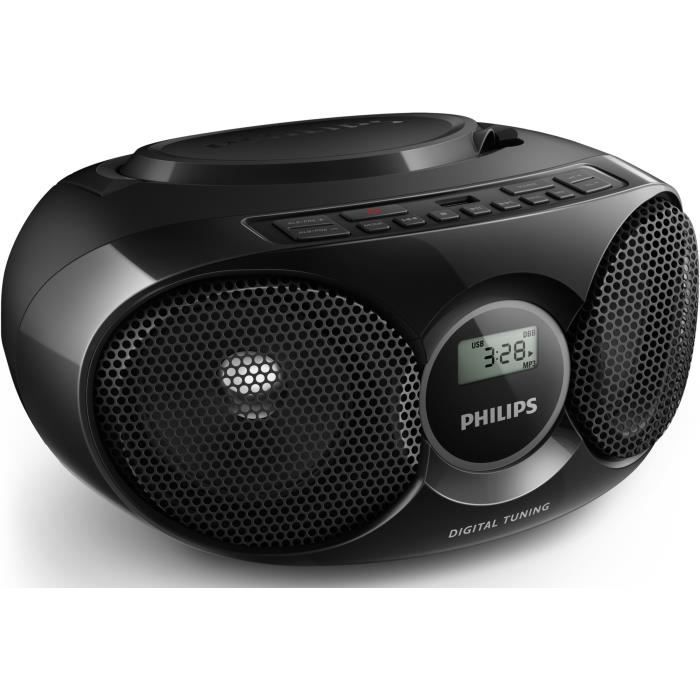 Lecteur CD PHILIPS AZ318B/12 avec USB direct pour lire la musique au format MP3 - Noir