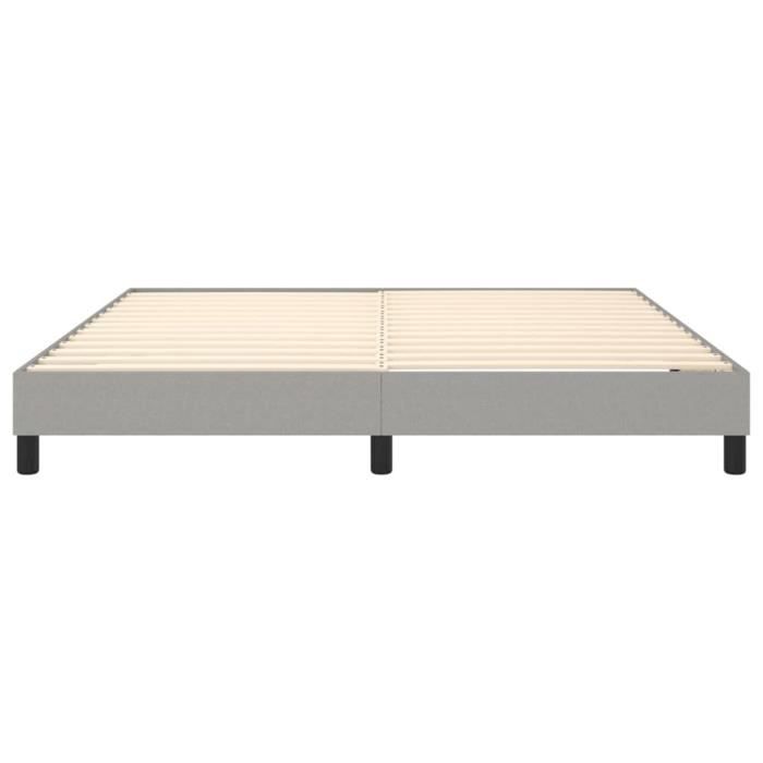 Lit à Sommier Tapissier Gris Clair 160x200 Cm - Tissu Polyester, Lattes Contreplaqué - Cadre Lit Seul (matelas Non Inclus)