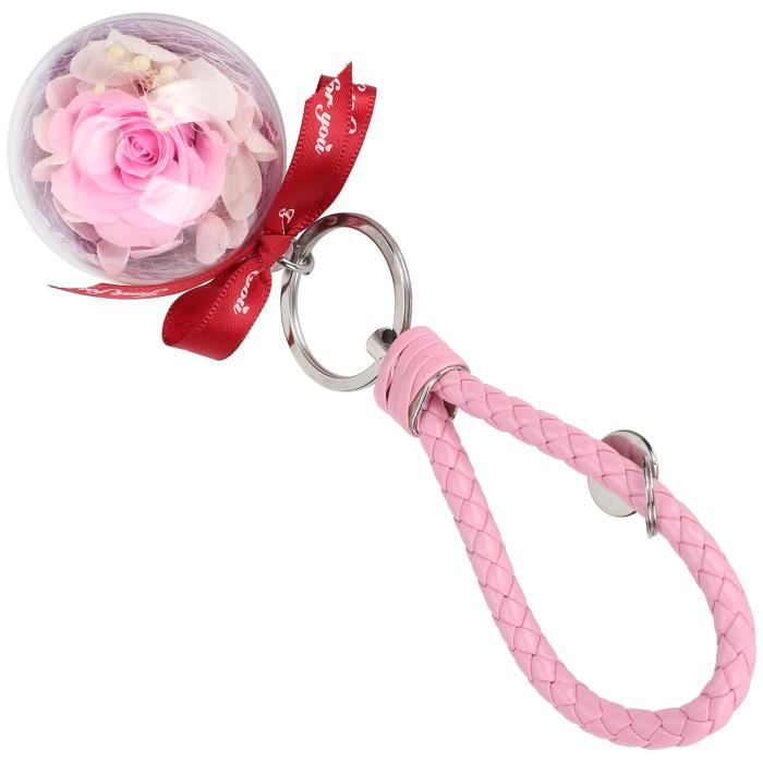 Porte-clés Argenté En Forme De Fleur Rose - 20x15mm, Bijou Fantaisie - Neuf Sans Emballage