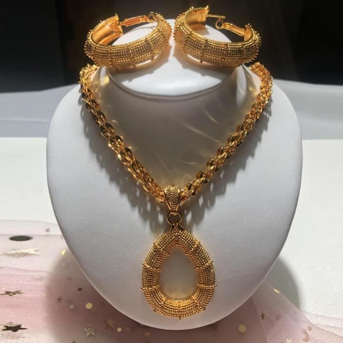 Ensembles de bijoux de luxe en or dubaï pour femmes, ensembles de bijoux de mariage, collier en