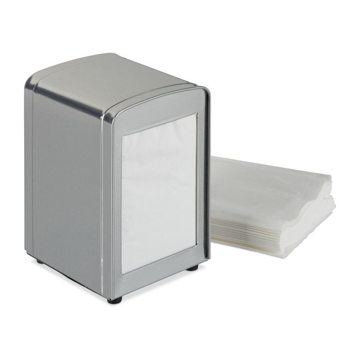 Distributeur de serviettes en lot de 2 table rétro restaurant support porte-serviette HxLxP : 15x95x11 cm argenté
