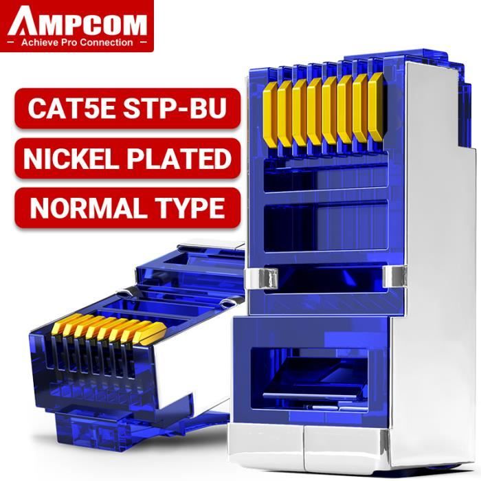 10 Connecteurs RJ45 8P8C Plaqué Or - Pour Câbles Réseau Ethernet CAT5 - Sertissage Facile, Non Blindés